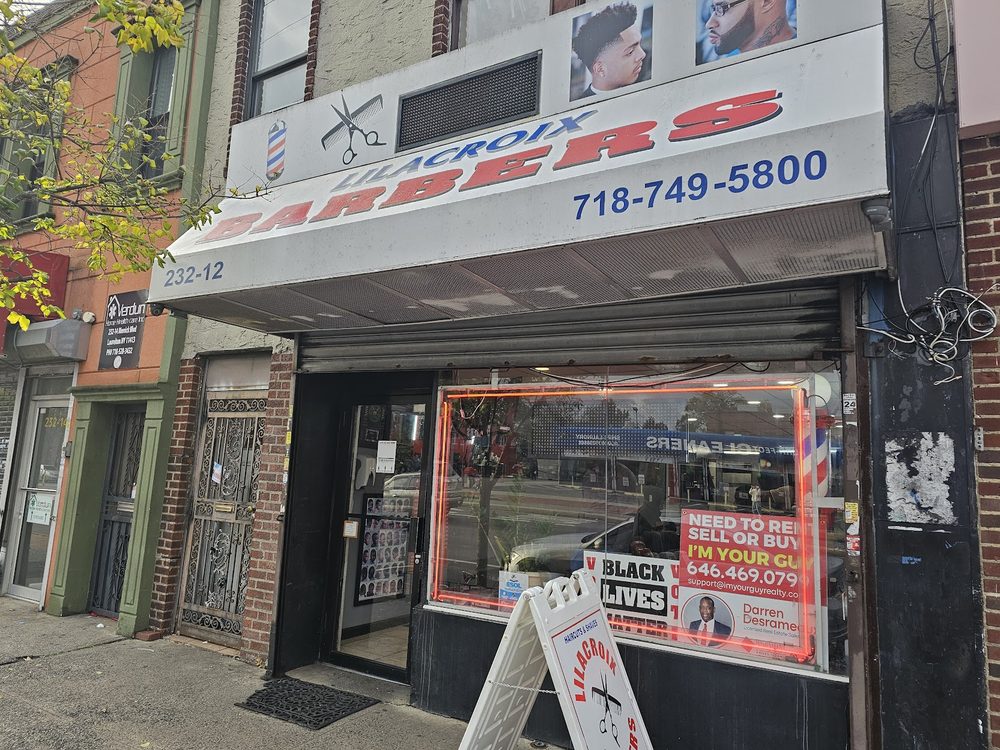 Lilacroix Barbers storefront on Merrick Blvd in Laurelton, NY