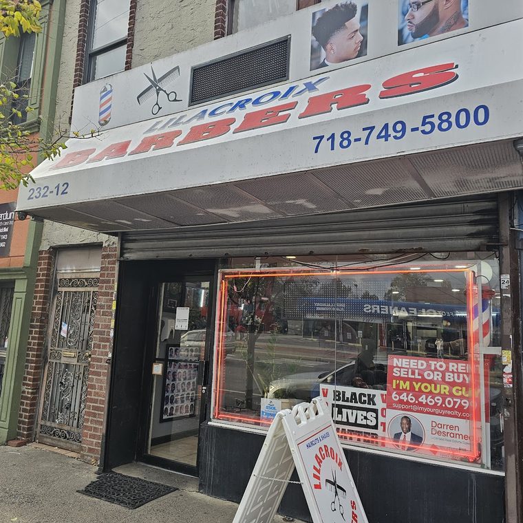 Lilacroix Barbers storefront on Merrick Blvd in Laurelton, NY