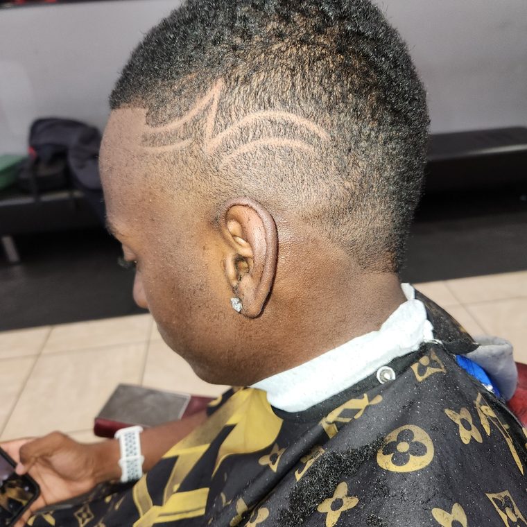 Fresh fade with hair design at Lilacroix Barbers